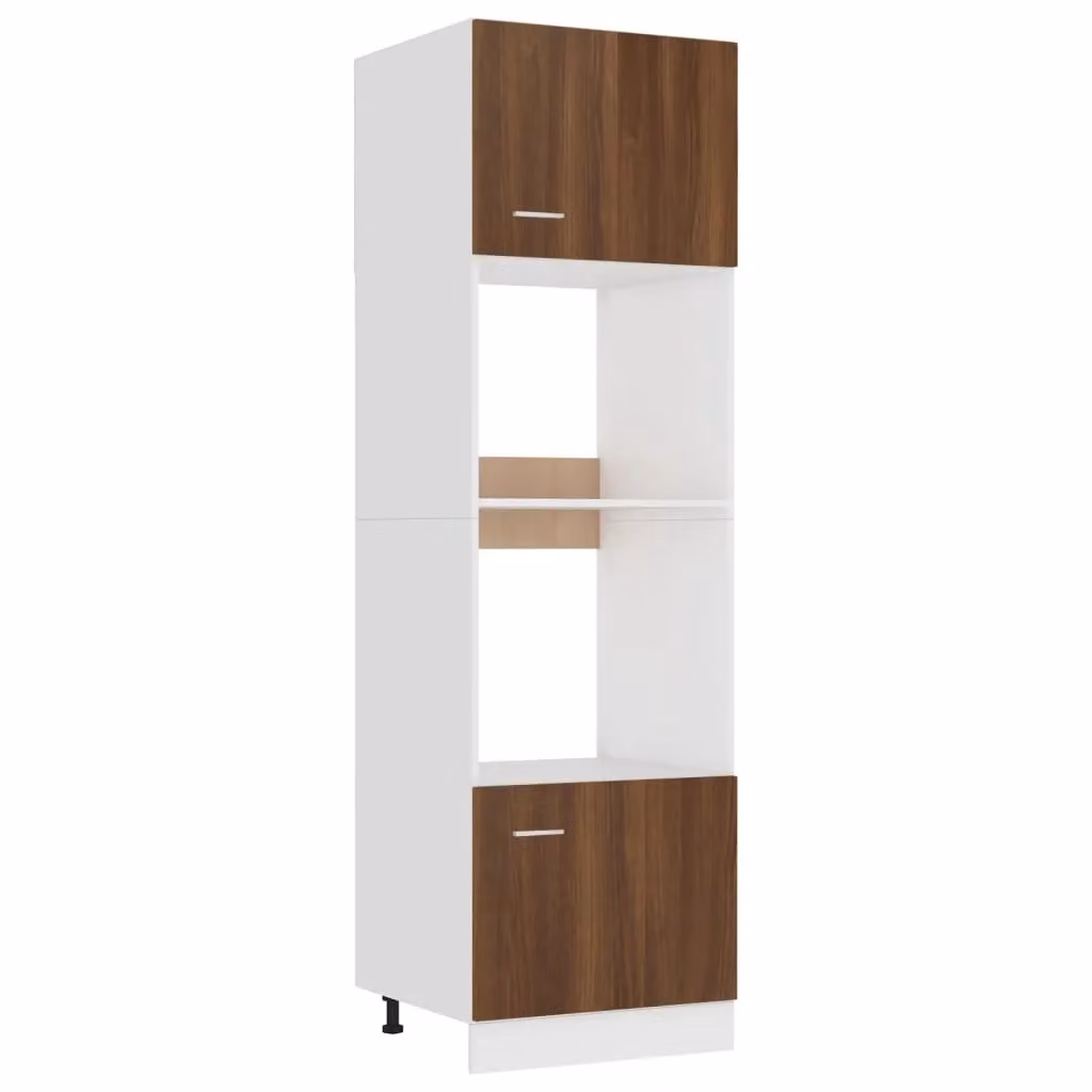 Berkfield Home Brown Oak Microwave Cabinet with Hinged Doors, W/D/H: 60 x 57 x 207 cm – 2