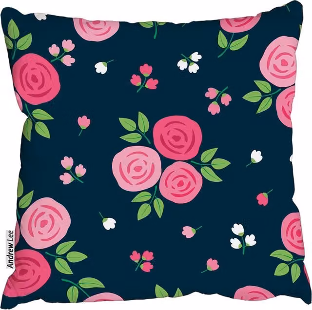 Andrew Lee Hand Drawn Floral Roses Square Cushion, Pink, W/D/H: 60 x 60 x 1 cm