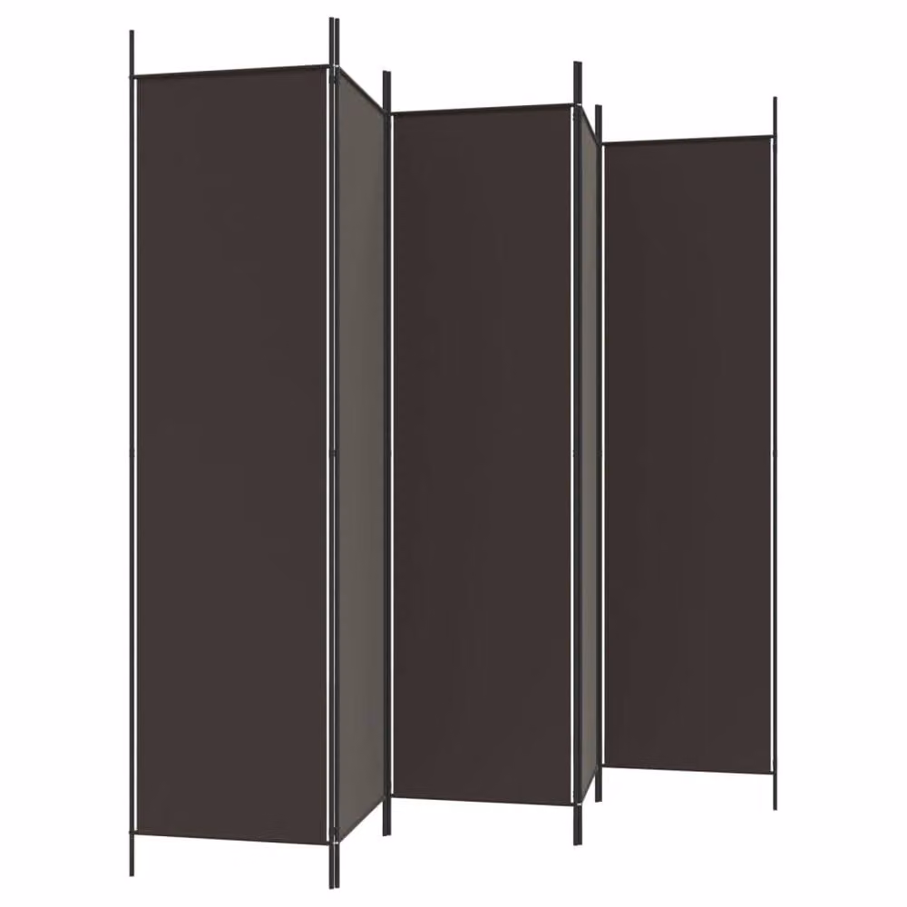 Berkfield Home 5-Panel Fabric Room Divider in Brown, W/H: 250 x 200 cm – 3