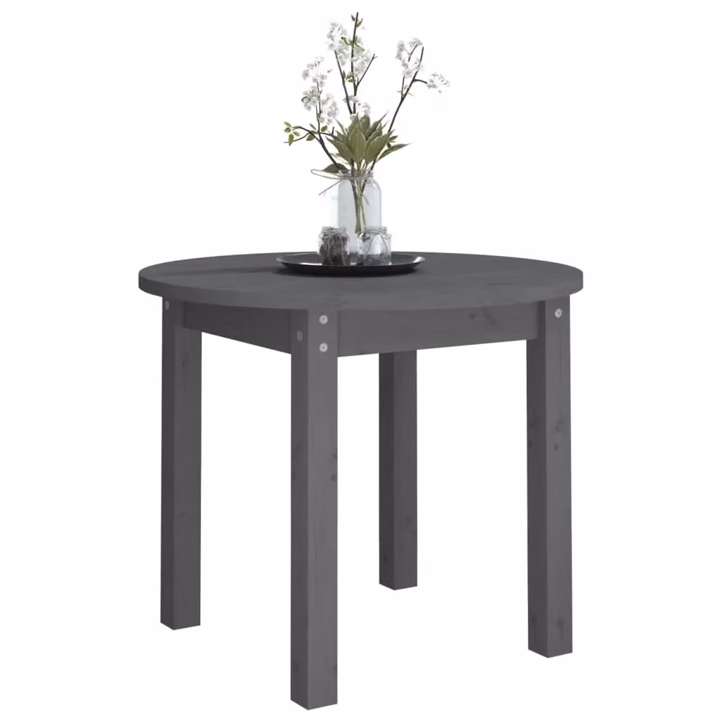 Berkfield Home Round Grey Solid Pine Wood Coffee Table, Diameter: 55 cm, Height: 45 cm – 3