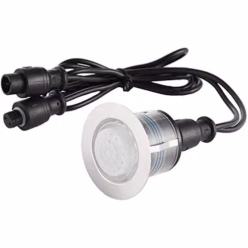 Loops Outdoor PIR Presence Detector and Photocell Sensor for Recessed Decking Lights in Silver Stainless Steel and White Plastic, IP67 Rated