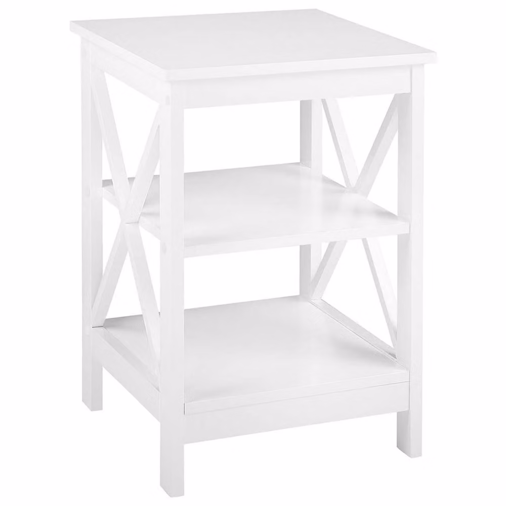 Wyld and Coco 2-Tier Square Side Table in White MDF, W/D/H: 40 x 40 x 60 cm – 2