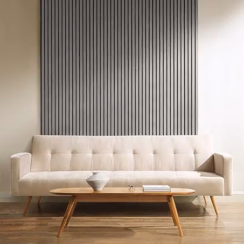 Home Treats Decorative Wood Slat Wall Panel in Light Grey, W: 60 cm, H: 200 cm – 2