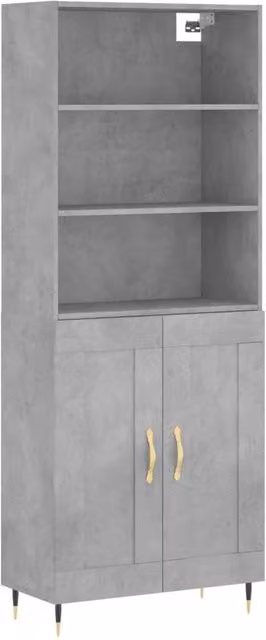 Berkfield Home Modern Highboard in Concrete Grey, W/D/H: 69.5 x 34 x 180 cm – 1