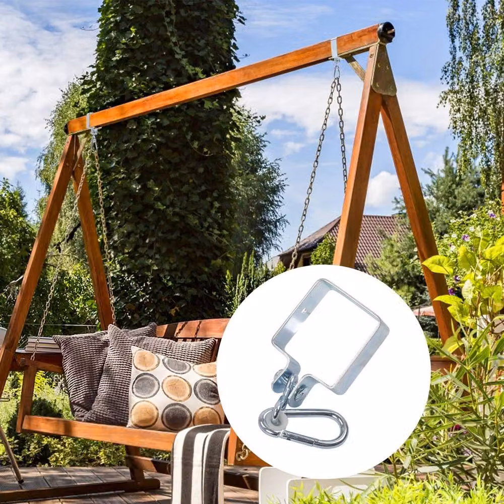 KORVIXA Silver Galvanised Iron Swing Hammock Tree Hanging Straps and Hooks Kit – 4