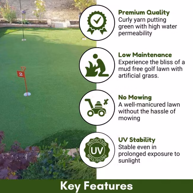 Artificial Grass GB Golf 15mm Premium Artificial Grass, Green, W: 200 cm, L: 700 cm – 2