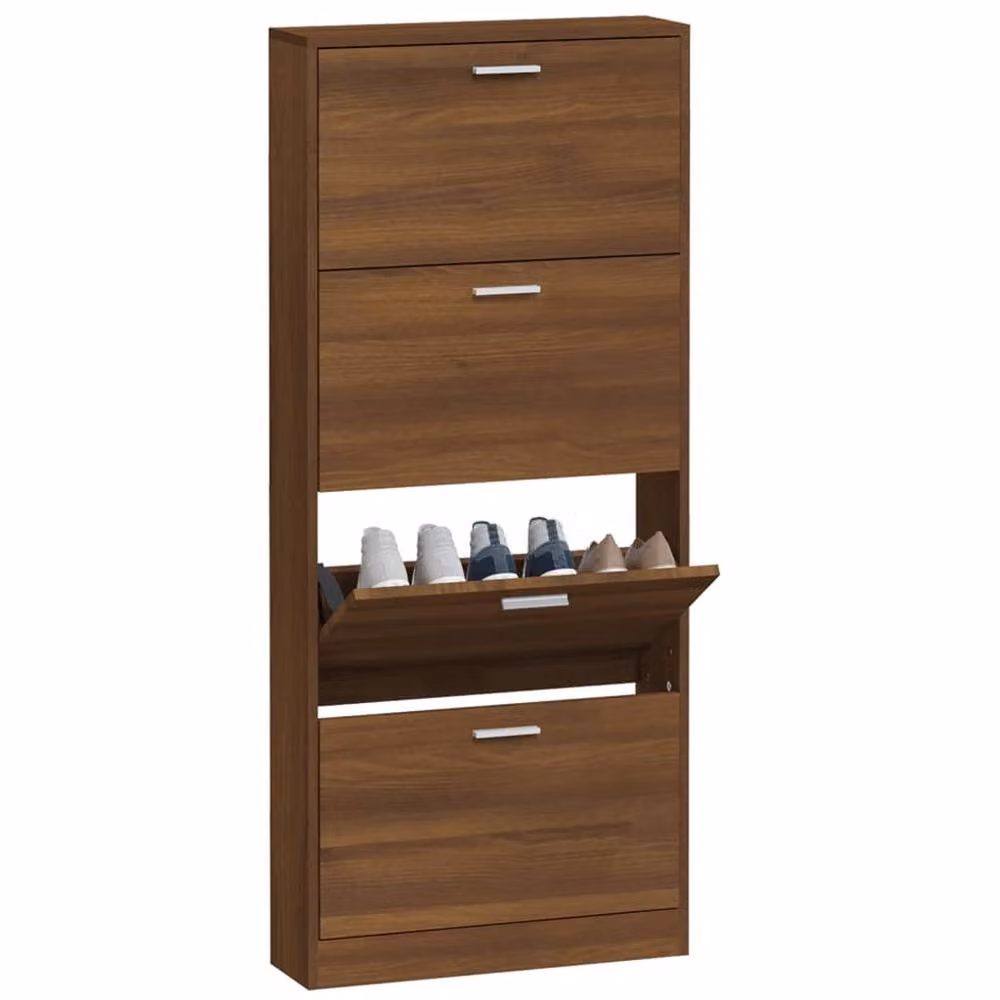 Berkfield Home Modern Brown Oak Shoe Cabinet W/D/H: 59 x 17 x 150 cm – 3