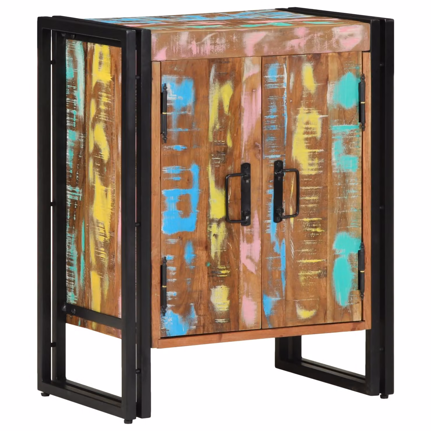 Berkfield Home Industrial Shoe Cabinet in Black and Brown, Made from Solid Reclaimed Wood and Metal, W/D/H: 30 x 30 x 90 cm – 2