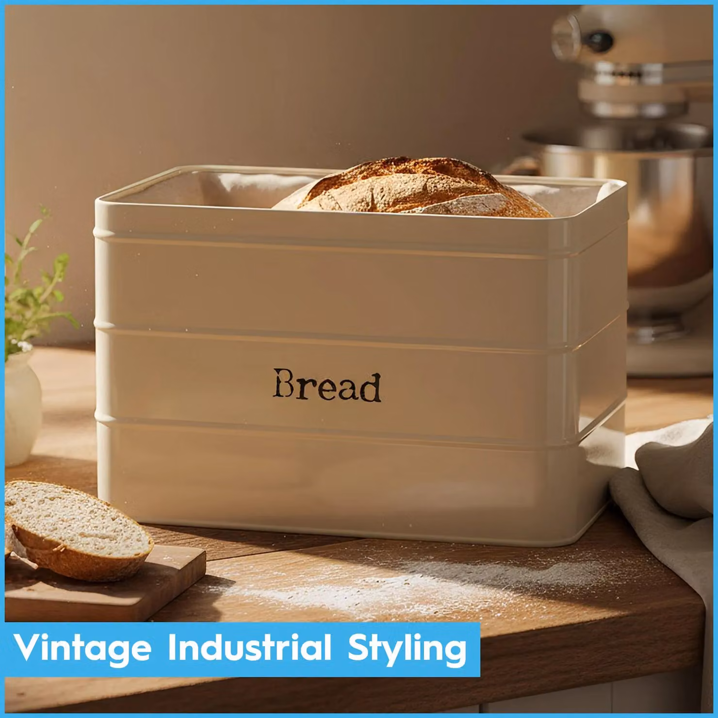 Harbour Housewares Airtight Metal Bread Bin in Grey and Multicolour – 3