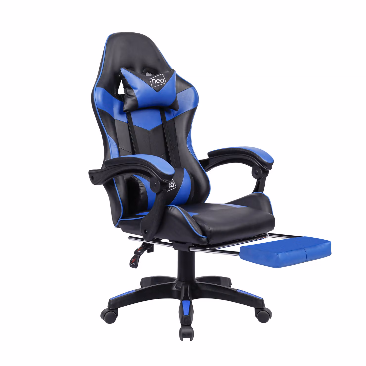 Neo Blue PU Leather Racing Gaming Chair with Footrest and Headrest – 3