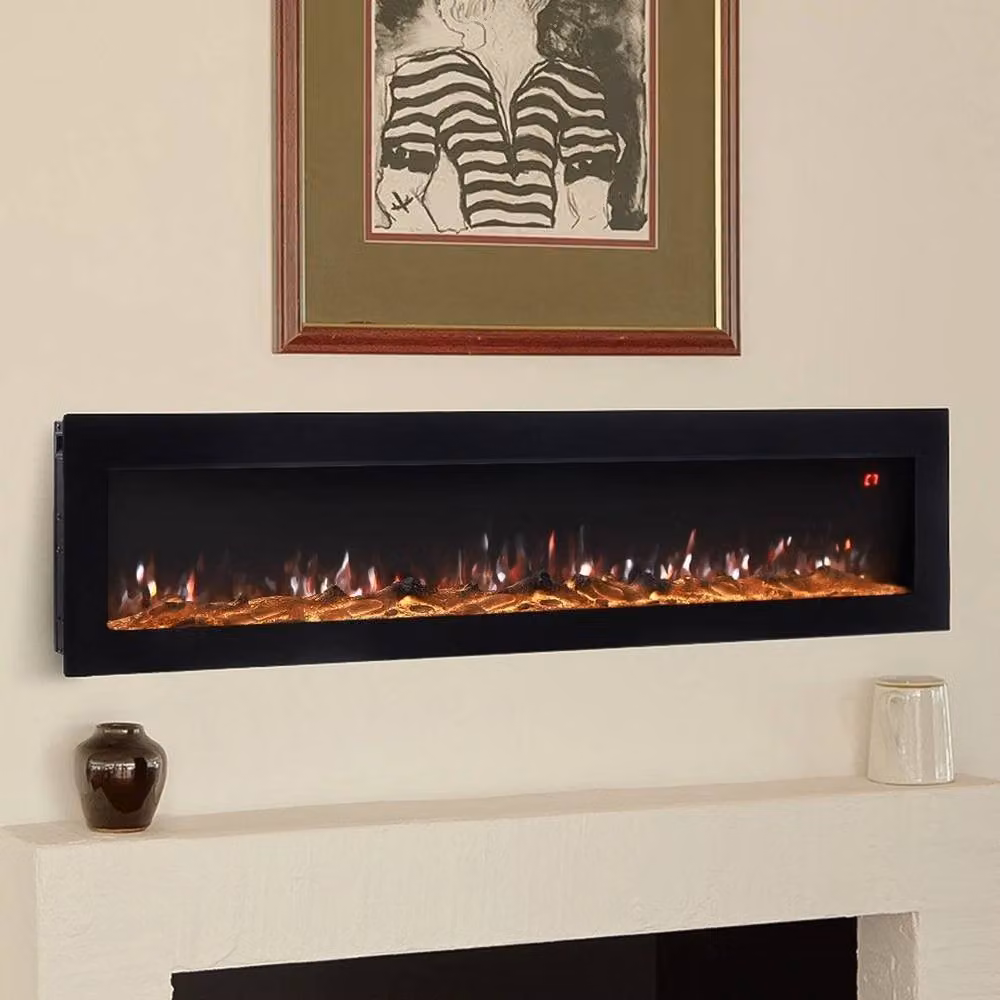 FORGEVIO 60 in LED Wall Mounted Fireplace Media Wall in Black – 4