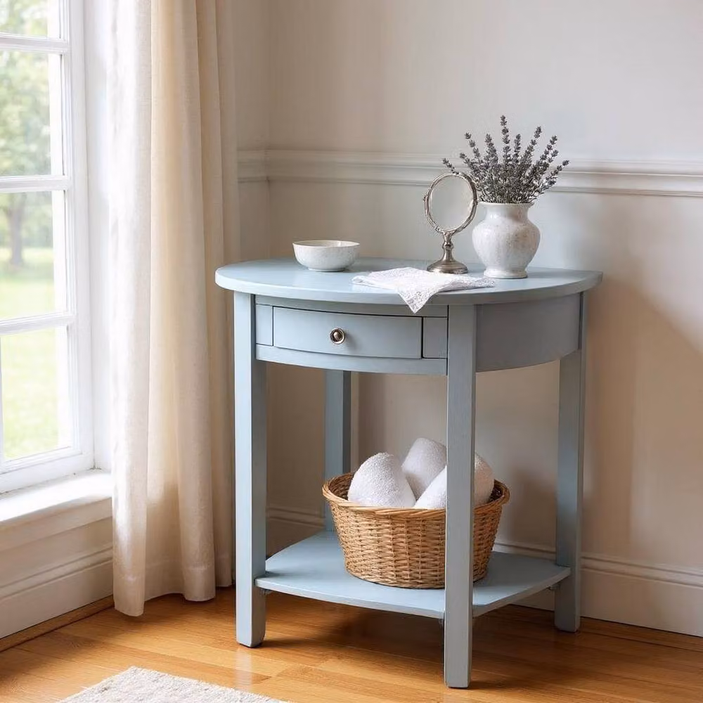 Minster Round Side Table in Blue, W: 80 cm, D: 35 cm, H: 80 cm – 4