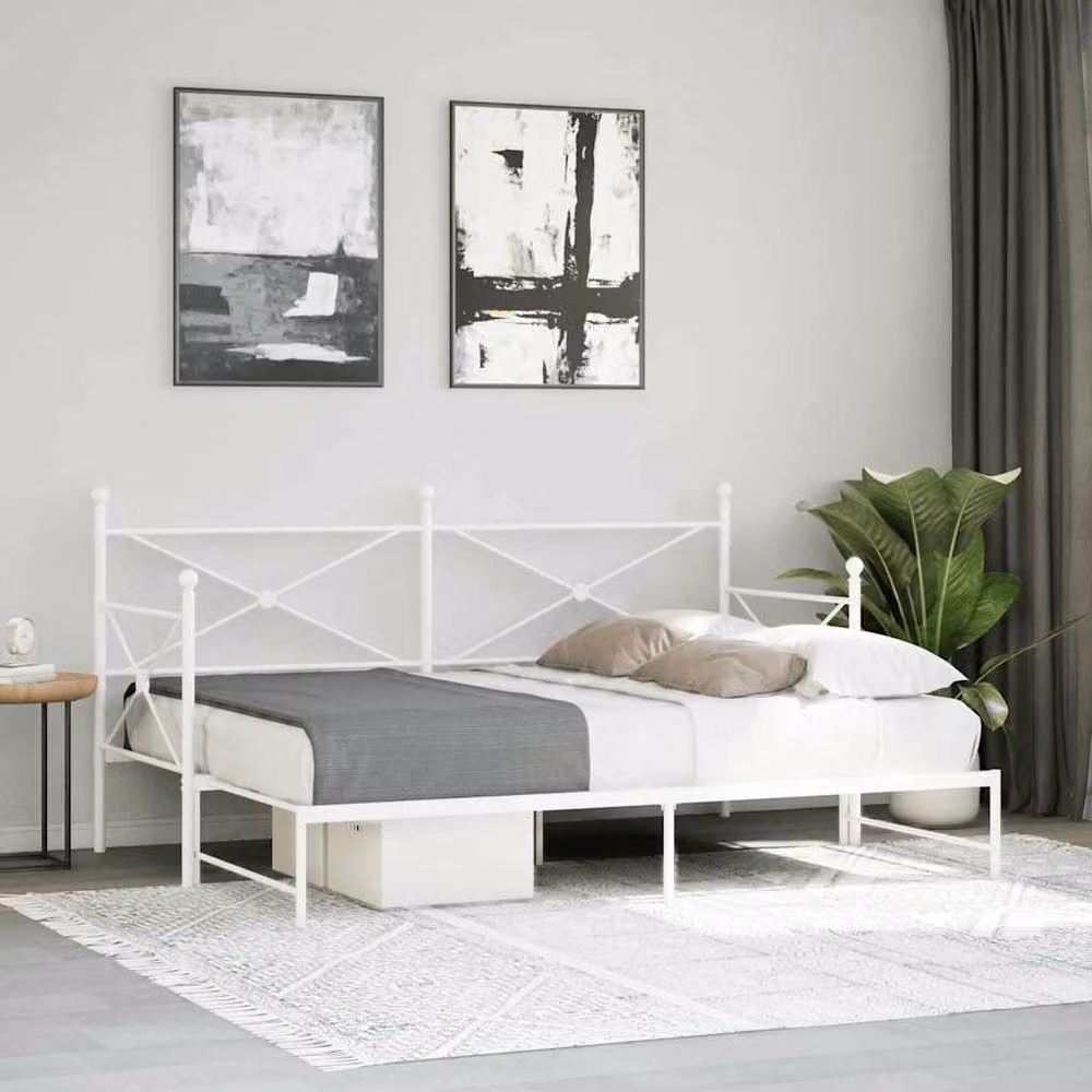 Berkfield Home Modern Metal Daybed with Trundle in White, W/D/H: 80 x 200 cm – 2