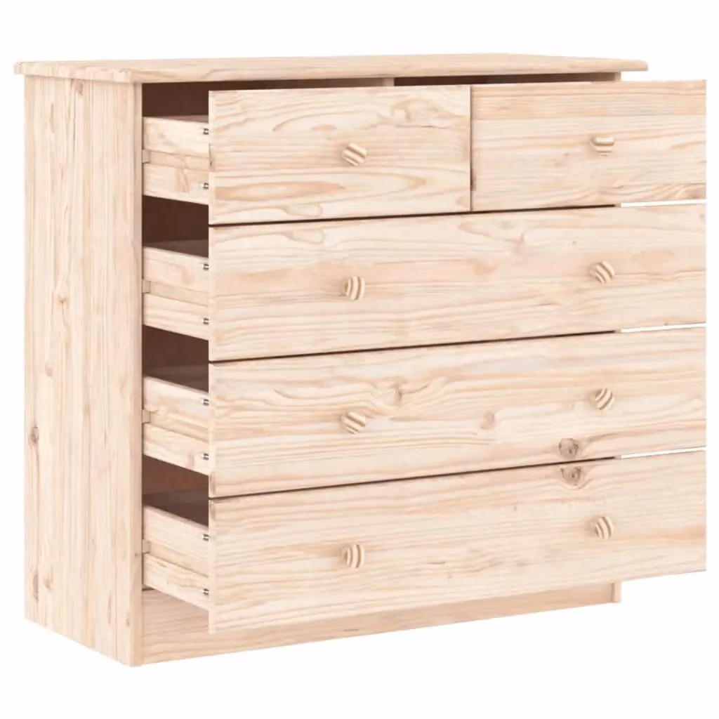 Berkfield Home ALTA Chest of Drawers in Brown Solid Wood Pine, W/D/H: 77 x 35 x 73 cm – 2