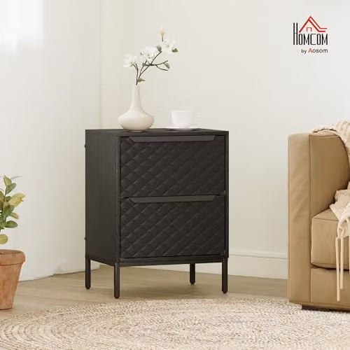 HOMCOM Modern Black Chest of Drawers with Metal and MDF Construction – 2