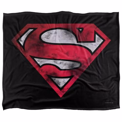 DC Comics Superman War Torn Shield Super Soft Fleece Throw Blanket, White, W/D/H: 152 x 127 cm – 1