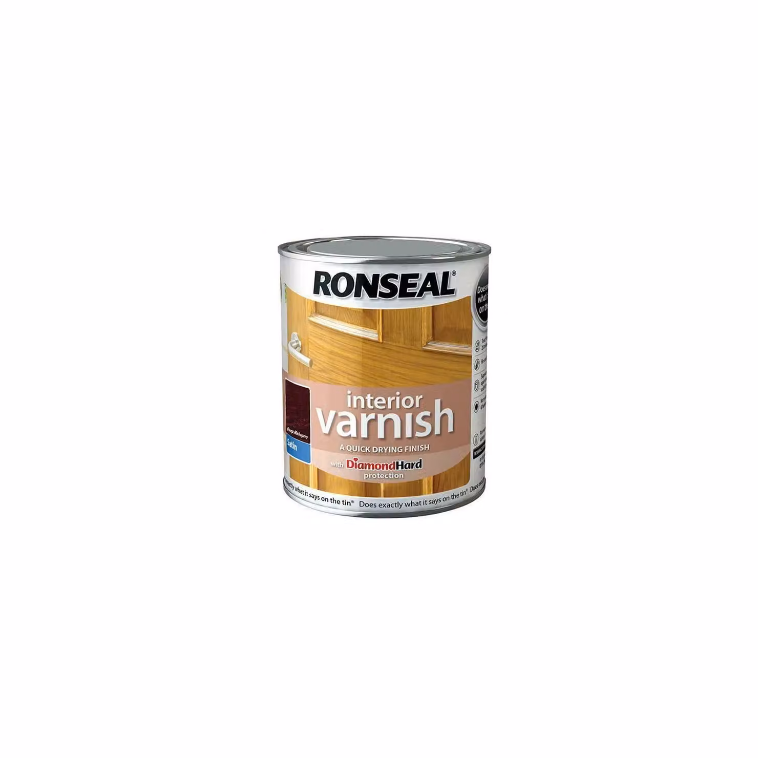 Ronseal Quick Dry Interior Wood Varnish in Satin Deep Mahogany, 0.75 l – 2