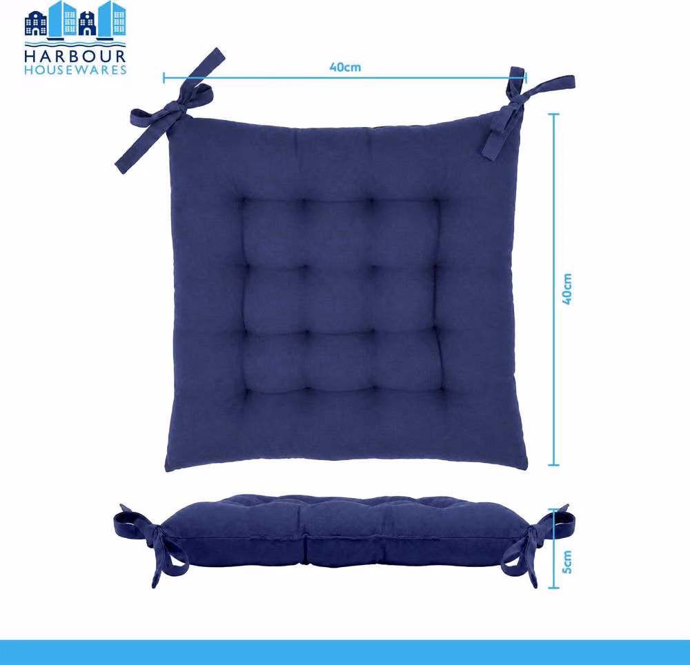 Harbour Housewares Square Seat Pads in Blue, Pack of 4, W/D/H: 40 x 40 x 40 cm – 6