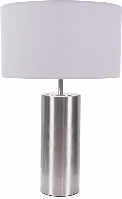 ValueLights Lexy Dimmable Touch Table Lamp with Grey Fabric Drum Shade and LED Bulb in Chrome