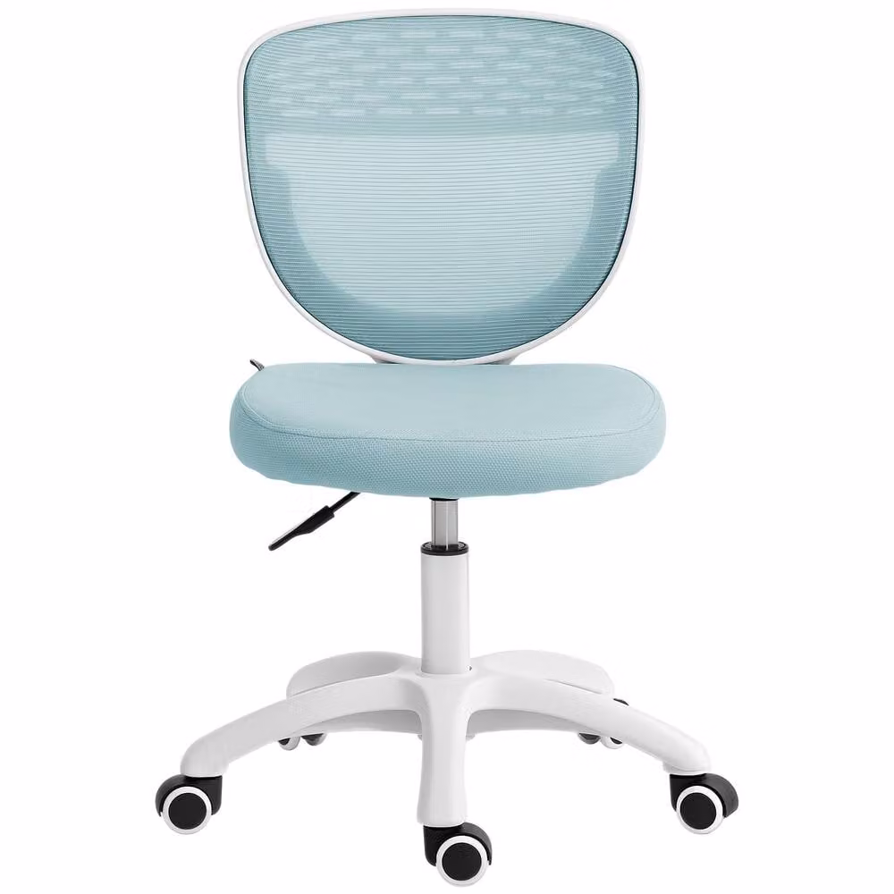 STILVORA Blue Fabric Armless Mesh Task Chair with 360 Degree Swivel and Castors, W/D/H: 44 x 43 x 120 cm – 2