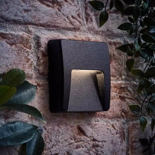 EONLION Black Square Exterior Wall Light Fitting with Integrated Warm White LED, IP65 Waterproof, Up and Down Lighting for Garden and Terrace