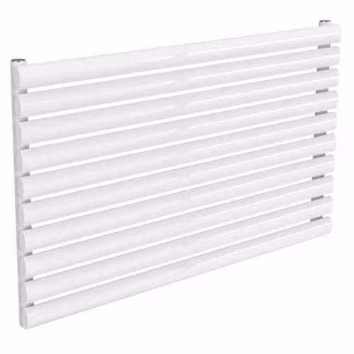 Bathroom Kingdom Nevah White Single Oval Steel Radiator H: 59.0 cm, W: 120.0 cm, D: 5.9 cm