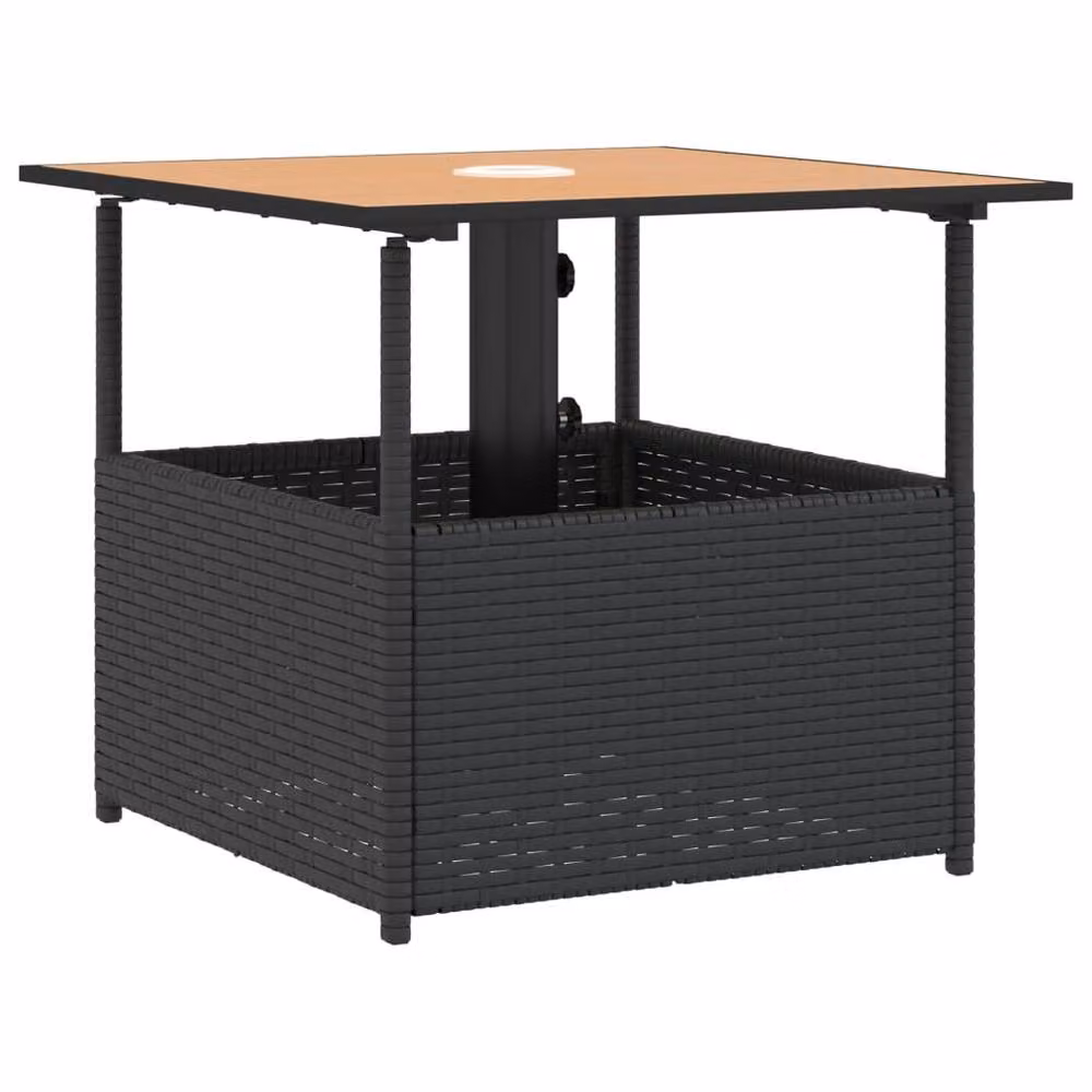 Berkfield Home Black Poly Rattan Garden Table with Parasol Hole, W/D/H: 55 x 55 x 46.5 cm – 5