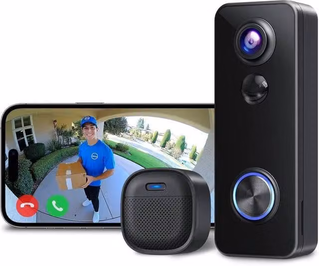 PAWNORA Wireless WiFi Video Doorbell in Black – 1
