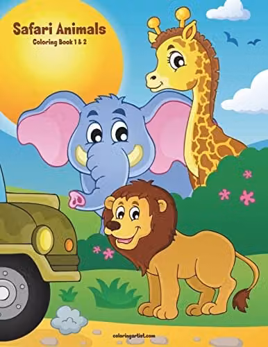 Safari Animals Coloring Book 1 & 2 by Createspace, Multicolour, H: 27.94 cm, W: 21.59 cm