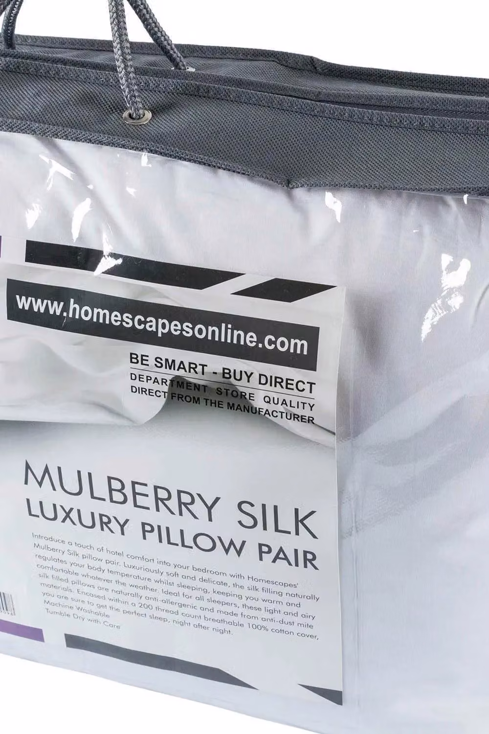 Homescapes Pure Mulberry Silk Blend Pillow Pair with White Cotton Cases – 3