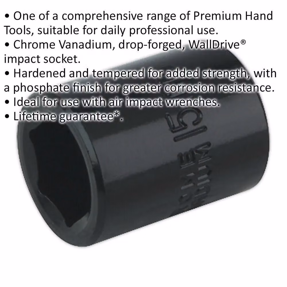 Loops 15mm Forged Impact Socket 3/8 Inch Sq Drive Chrome-Vanadium Wrench Socket – 2