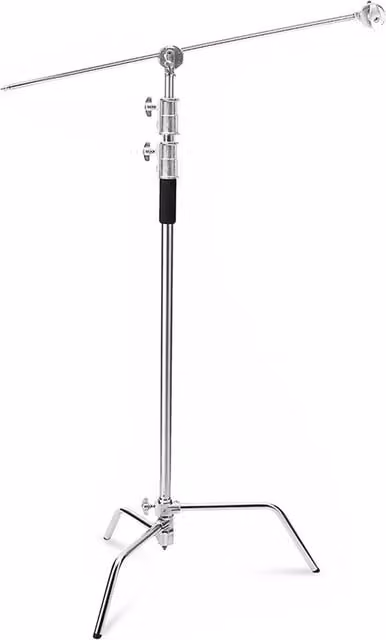 VOGREX Heavy Duty 10ft C Stand Light Boom Gobo Arm Grip Head in Silver Stainless Steel