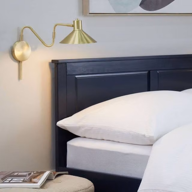 Wyld and Coco Gold Metal Wall Lamp with Adjustable Cone Shade – 1