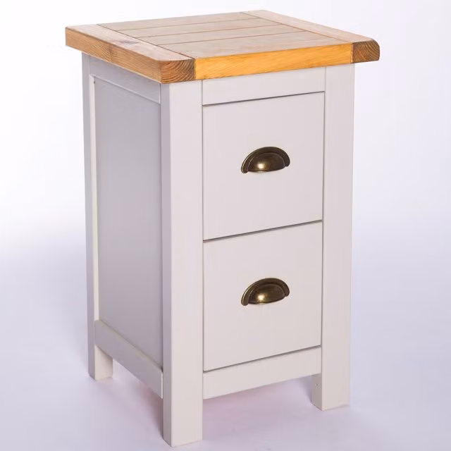 Cabinet Bits Argenta 2 Drawer Petite Bedside Cabinet in Grey with Gold Details