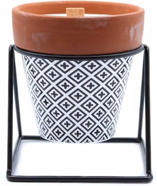 KDMD Agnes & Cat Lavender Soft Garden Candle in Multicolour Terracotta Pot – 1