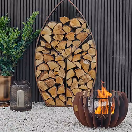 Ivyline Solis Round Steel Fire Bowl in Rust – 2