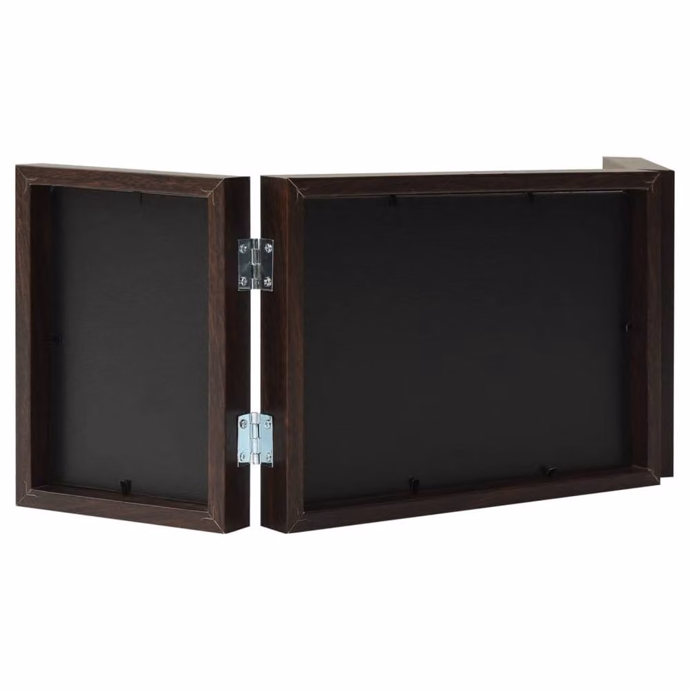 Berkfield Home Trifold Photo Frame Collage in Dark Brown, W: 22 cm, H: 15 cm – 3