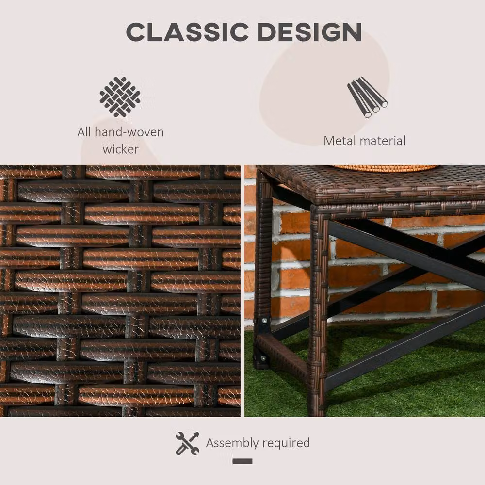 OUTSUNNY Brown Polyrattan Woven Outdoor Coffee Table – 3