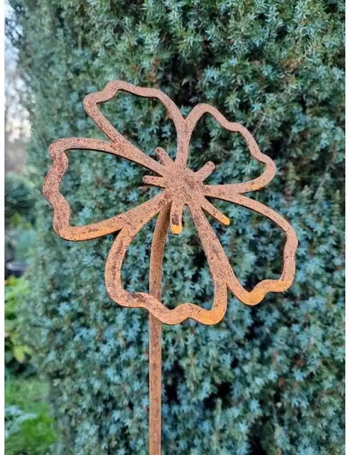 Poppyforge Bronze Metal Floral Petal Plant Pins Garden Art, Pack of 3 – 1