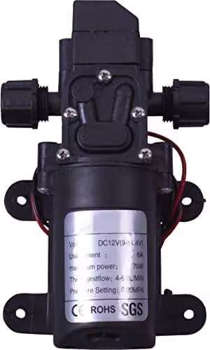 Prem-i-air 12V Self Priming Diaphragm Water Pump with Built-in Pressure Switch, Black