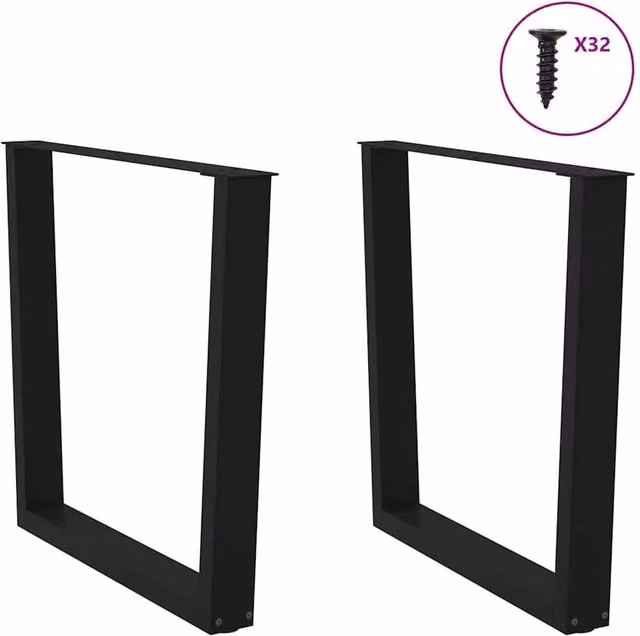 Berkfield Home Modern V-Shape Dining Table Legs, 2 Pieces, Black Steel, H: 72-73.3 cm x W: 90 cm
