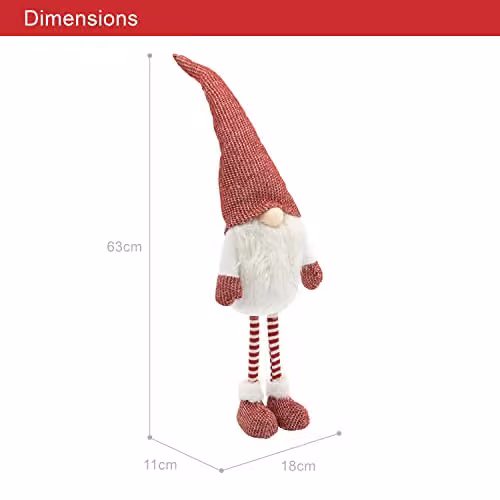 The Christmas Workshop Felt Gnome Ornament in White and Red – 3
