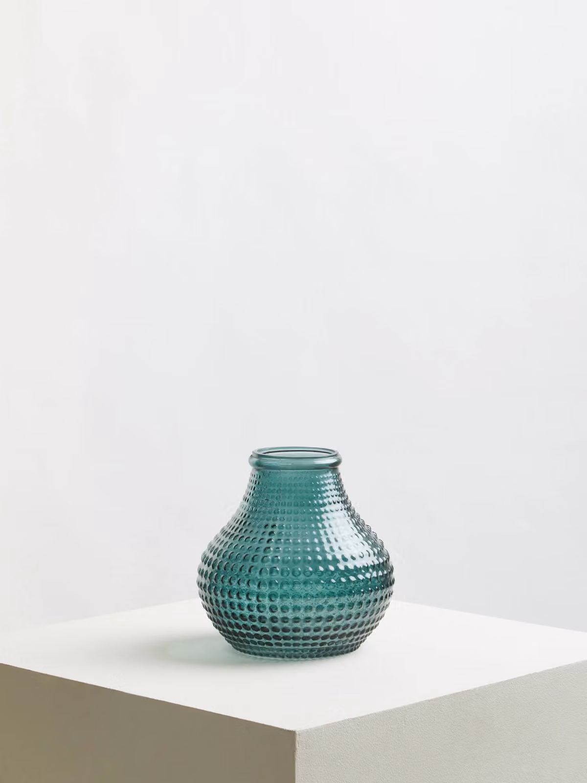 Orsina Large Green Textured Glass Vase with Dotted Surface, H 19 cm x W 18 cm x D 18 cm – 3
