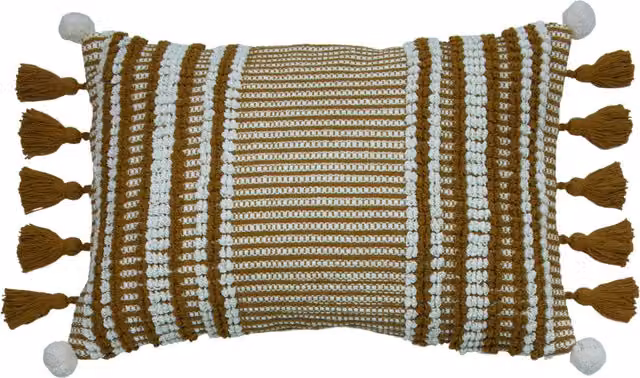 Make It A Home Lotta Rectangular Striped Cotton Cushion in Brown