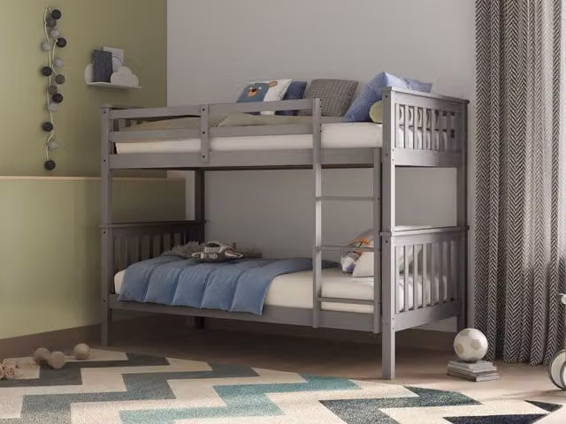 Flair Koop Detachable Bunk Bed in Grey and White, Solid Wood, W/D/H: 100 x 200 x 157.1 cm