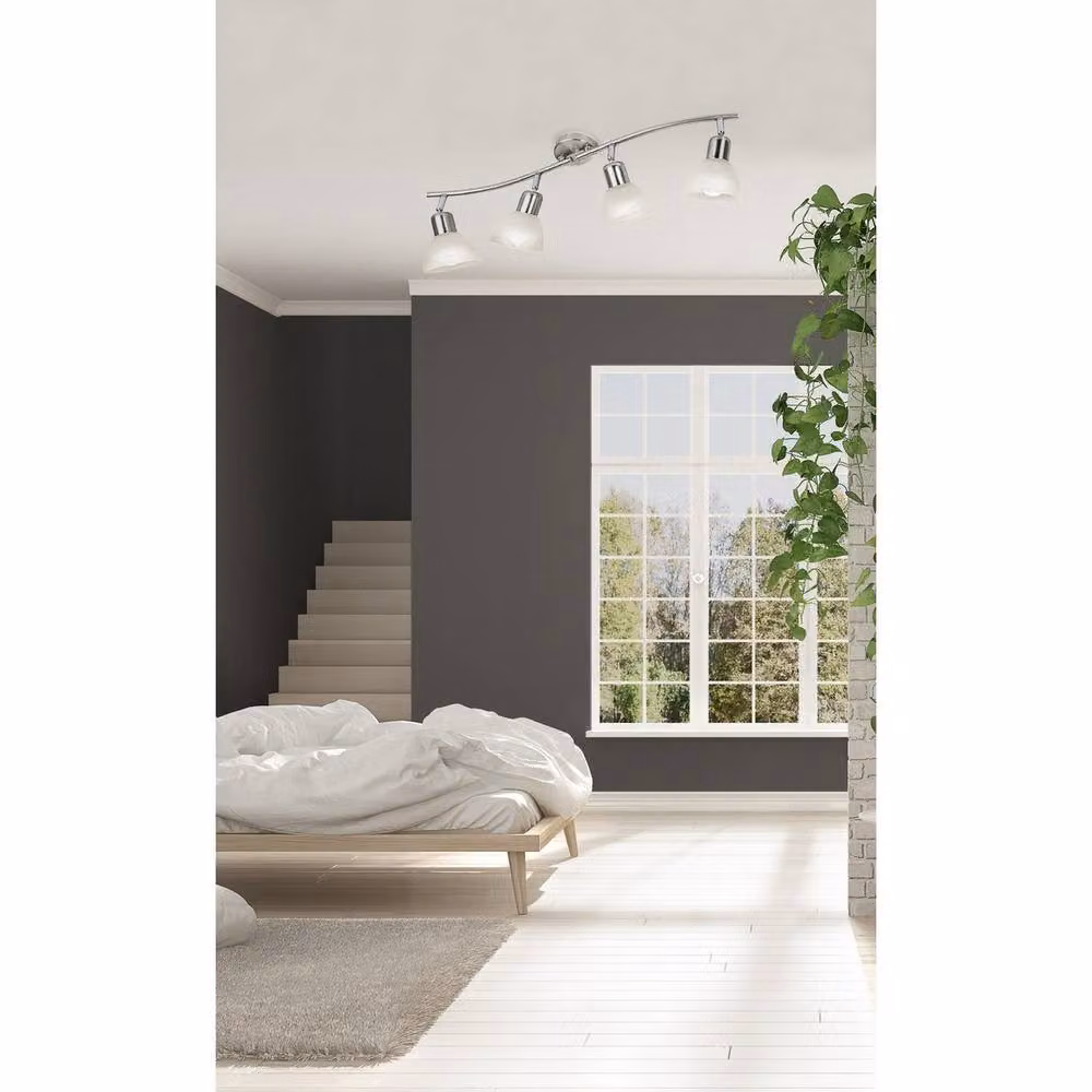 Netlighting Daytona Ceiling Spotlight Bar in Nickel Matt and Grey with Glass Shades, 4x E14, Warm White 3000K – 2