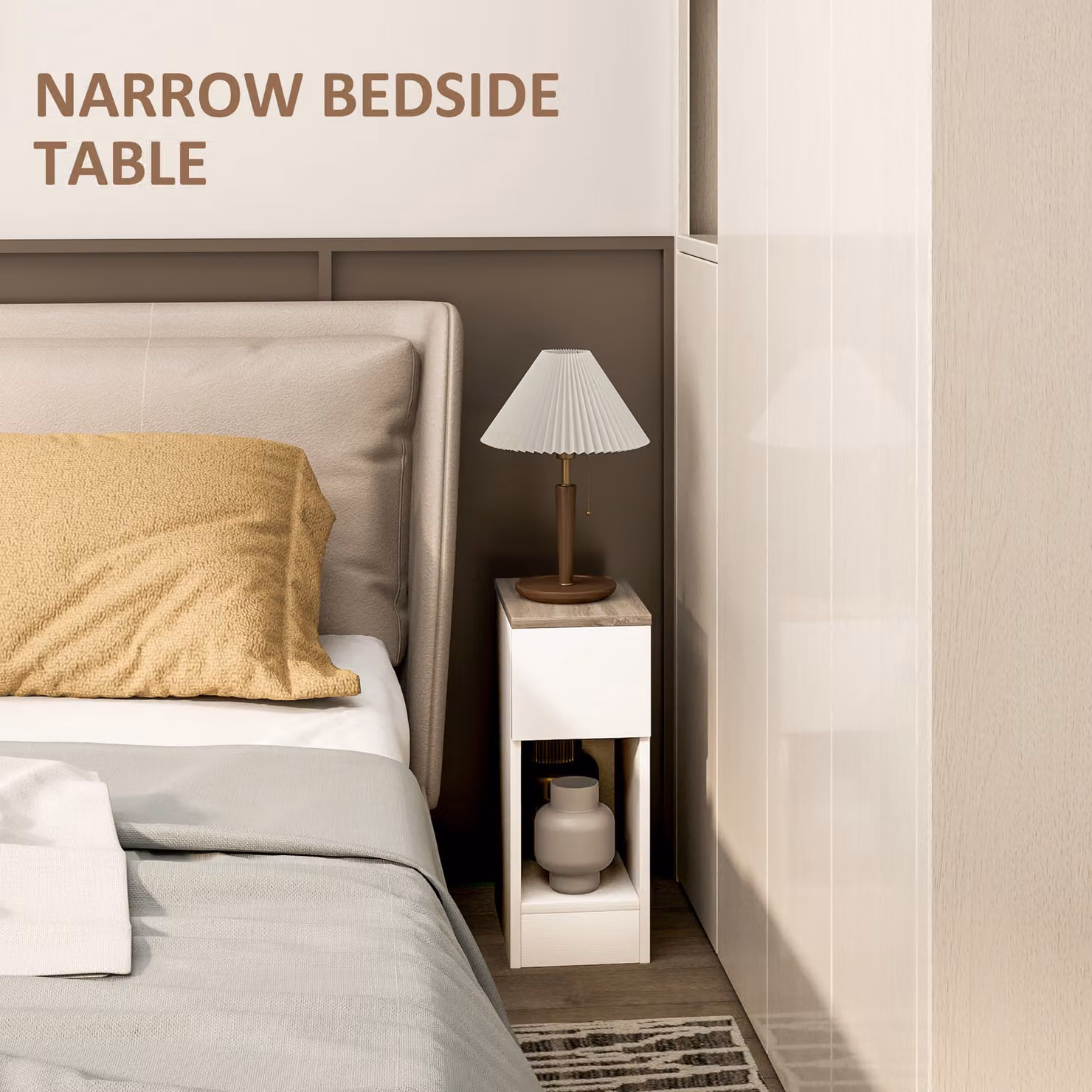 HOMCOM Set of Two Modern White Storage Bedside Tables – 2