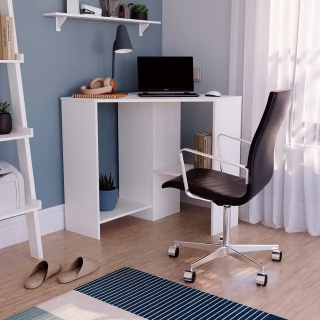 Vida Designs Hetton Modern Corner Computer Desk in White
