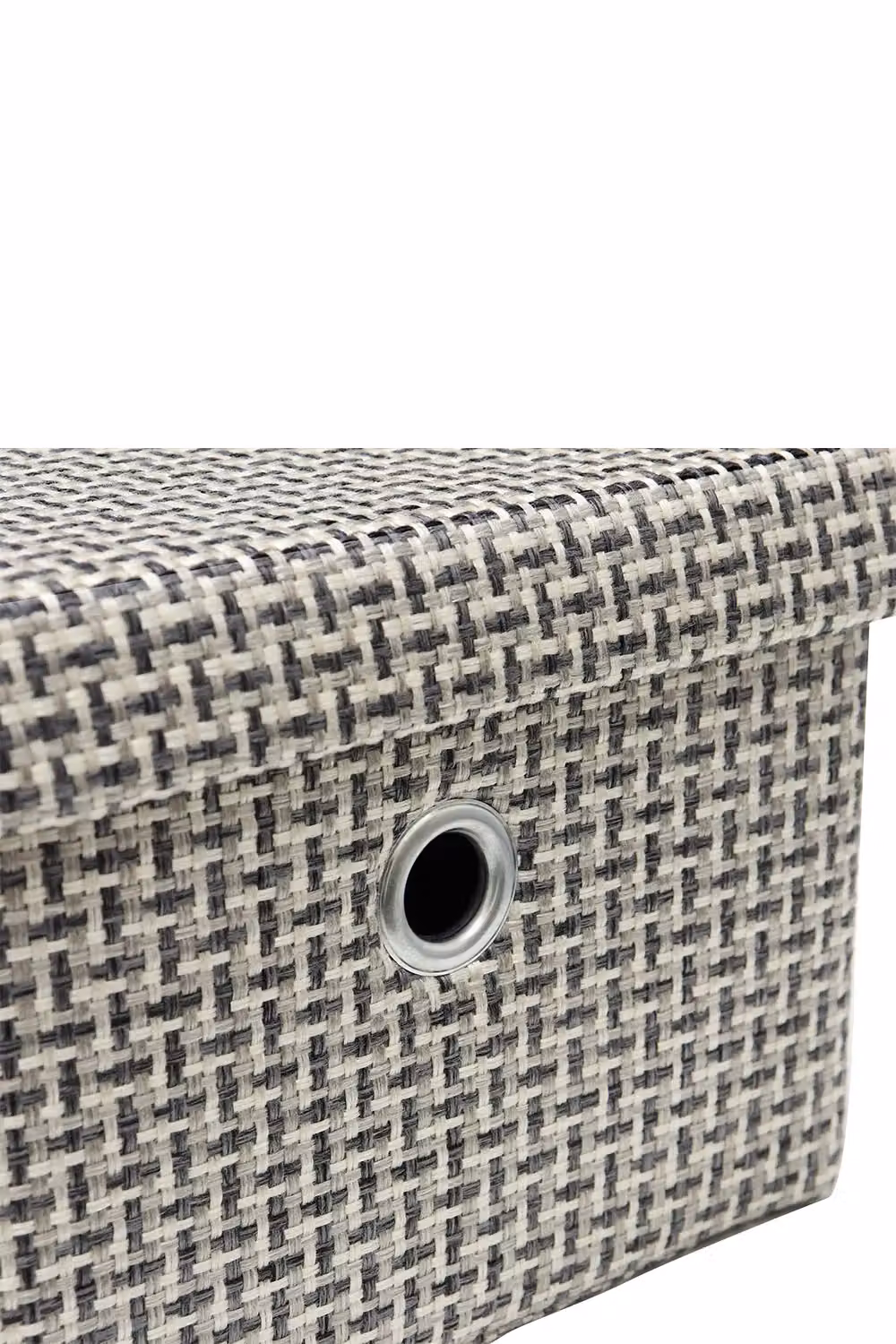 JVL Silva Set of 3 Rectangular Fabric Storage Baskets with Lids, Grey – 3