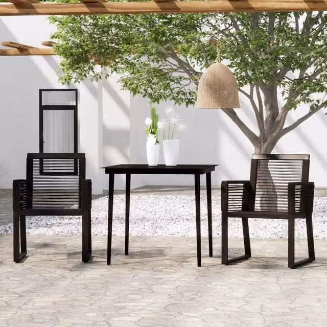 Berkfield Home 3 Piece Modern Garden Dining Set in Black
